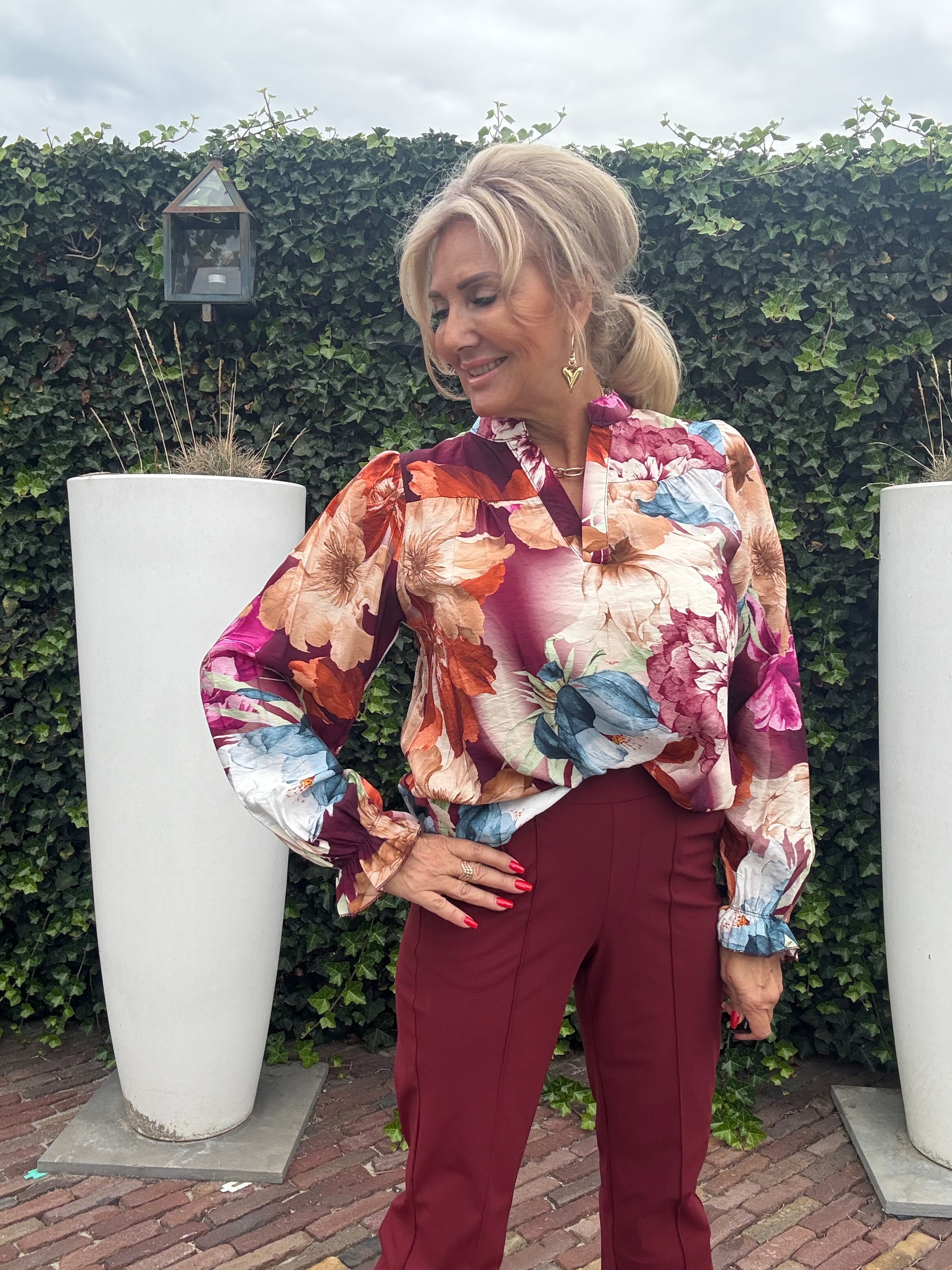 Blouse Flower Bordeaux